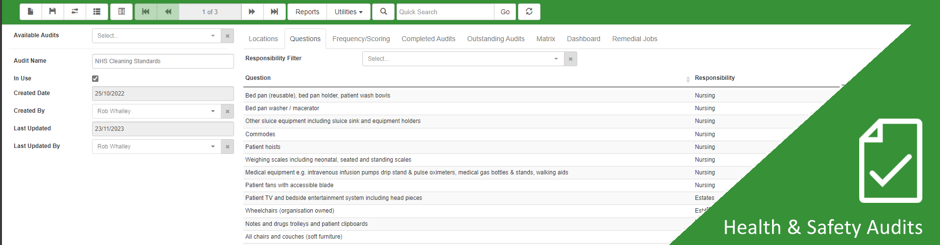 Health and safety (H&S) Auditing CAFM Software for facilities management
