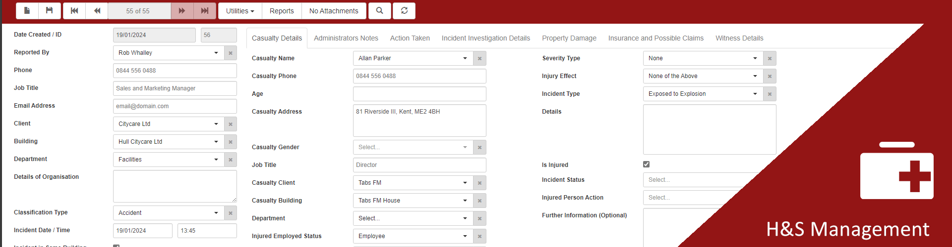 Accident and Inciden H&S CAFM Software for facilities management