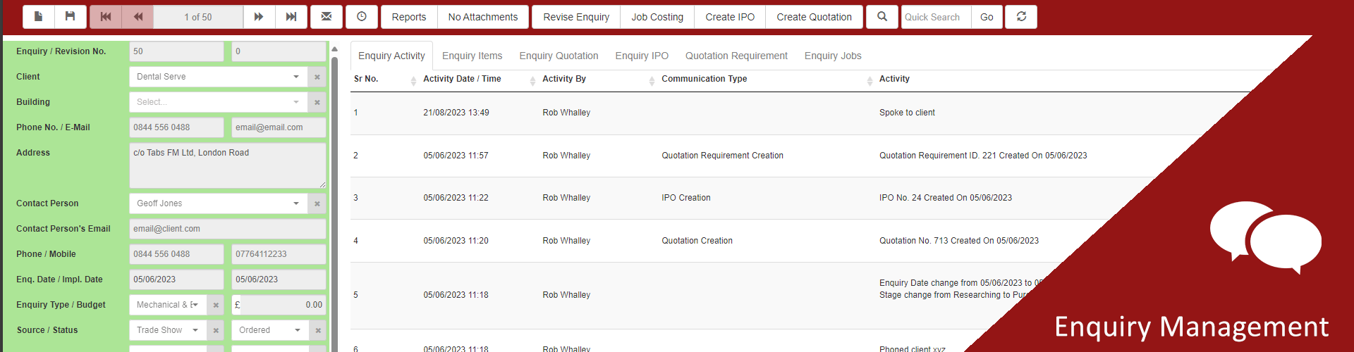 Enquiry Management CAFM Software for facilities management